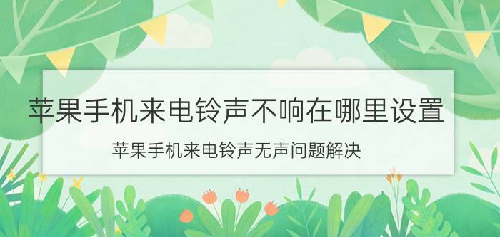 苹果手机来电铃声不响在哪里设置 苹果手机来电铃声无声问题解决